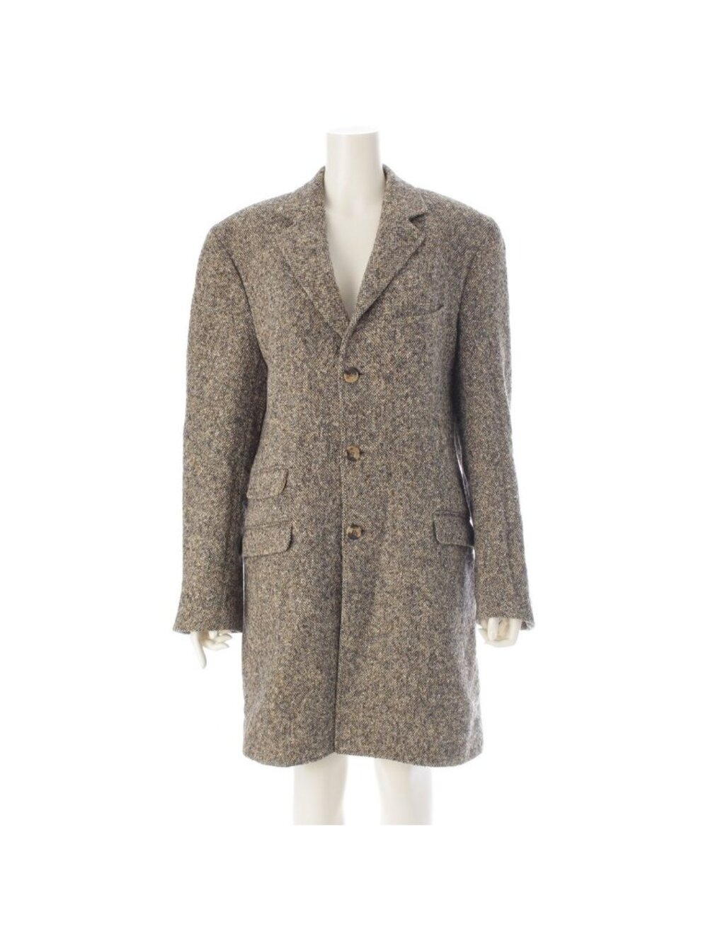 Brunello Cucinelli Wool Tweed Chesterfield Coat Beige 48